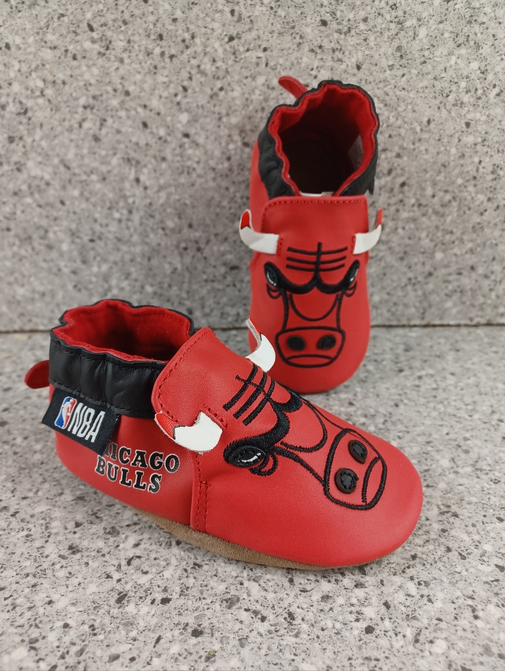 Chicago Bulls Red Leather Baby Bootie - ROBEEZ Infant Soft Sole Shoes